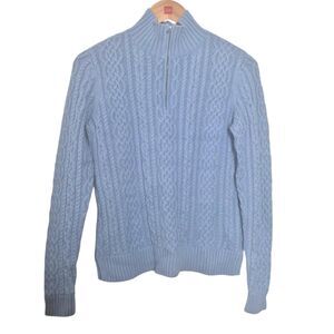 Talbots Light Blue Cable Knit Quarter Zip Sweater Size XS NEW